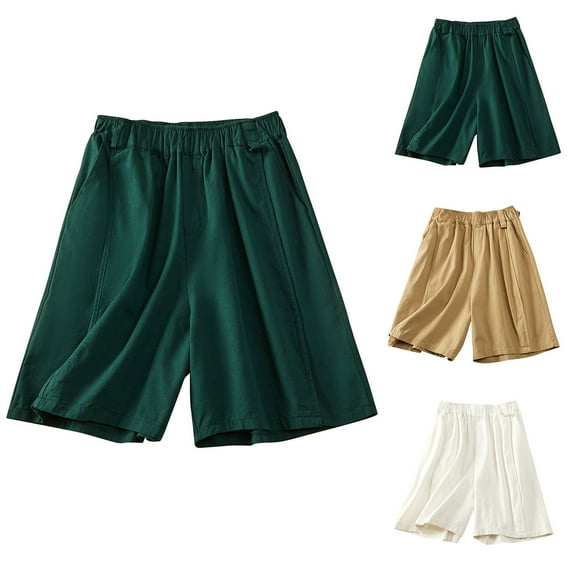 POROPL Women Shorts Under $10 Cotton Elastic Waist Casual Loose Shorts