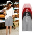 thumbnail image 1 of POROPL Women Shorts Under $10 Fashion Casual Elastic Waist Shorts with Pockets, 1 of 7