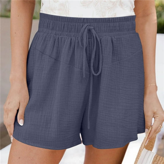 POROPL Women Shorts Clearance Under $10 High Waist Casual Loose Wide Leg Shorts Lace-Up Short