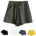 thumbnail image 1 of POROPL Women Shorts Under $10 Linen Summer Casual Shorts with Pockets, 1 of 3