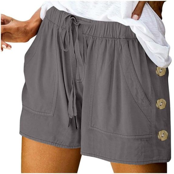 POROPL Women Shorts Under $10 Summer Elastic Waist Casual Loose Shorts with Pockets