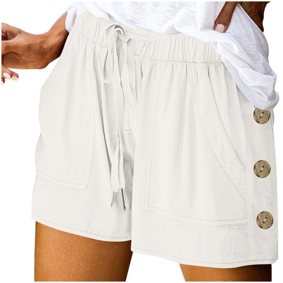 POROPL Women Shorts Under $10 Summer Elastic Waist Casual Loose Shorts with Pockets