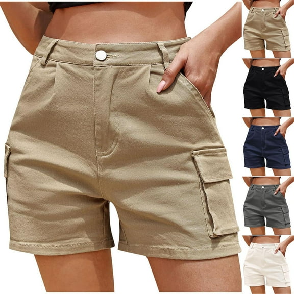 POROPL Women Shorts Cotton New Fashion Shorts with Pockets Zip Button Short