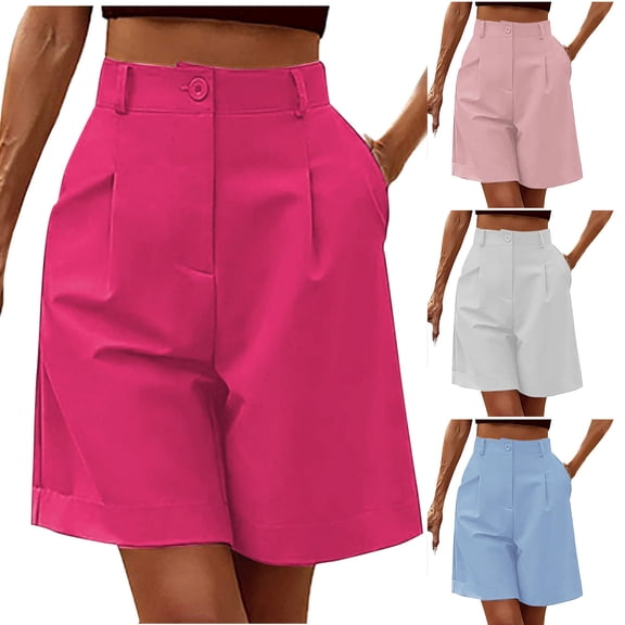 POROPL Women Shorts Elastic Waist Casual Wide Leg Sports Shorts with Pockets