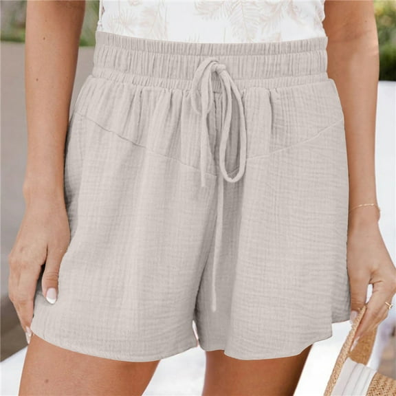 POROPL Women Shorts Plus Size Fashion High Waist Casual Loose Wide Leg Shorts Lace-Up Short