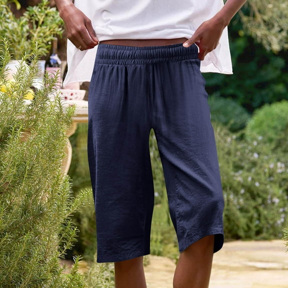 POROPL Women Shorts Summer Elastic Waist Shorts with Pockets