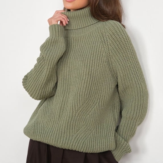 POROPL Women Sweaters Long Sleeve Crew Neck Sweater Oversized Knitted Pullover