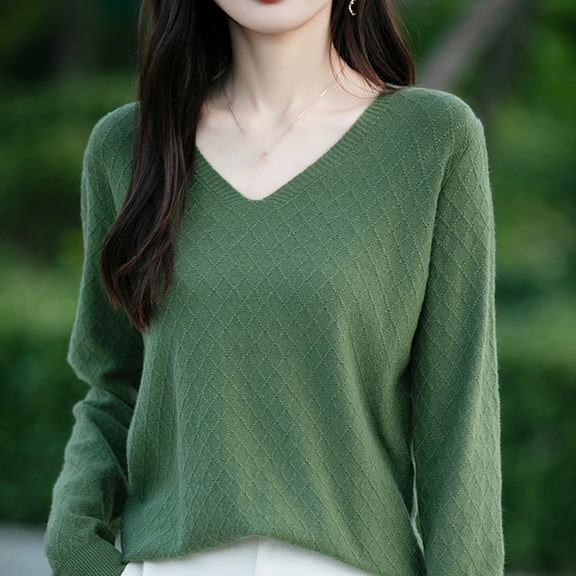 POROPL Women Sweaters V-Neck Sweater Casual Oversized Knitted Top Base,Lightweight,Size S-XXL