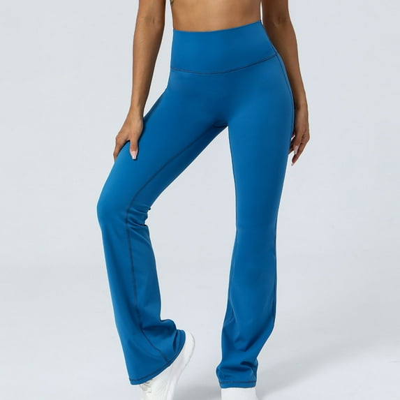 POROPL Women's Blue Flare Leggings High Waisted Tight Wide Leg Leggings Yoga Athletic Size S-XXL