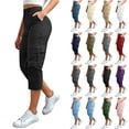 thumbnail image 1 of POROPL Women's Cargo Capris,Chino Outdoor Hiking Elastic Waist Pants with Button Zip and Pockets, 1 of 8