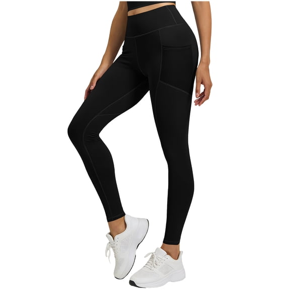 POROPL Leggings for Women,Mesh Pockets High Waisted Hip Lifting Stripe Threaded Active Yoga Pants