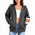thumbnail image 1 of POROPL Women's Hoodies Sweatshirts,Zip Up Hoodie Oversized Casual Long Sleeve Fleece Jacket with Pockets, 1 of 8