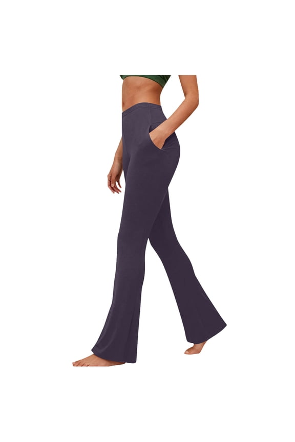 Women's Navy Blue Leggingss Flare Stretch Yoga Leggings with Pockets Running Gym Active Yoga Pants