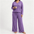 thumbnail image 1 of POROPL Women's Plus Size Pajama Sets,Long Sleeve V Neck Sleepwear with Wide Leg Pants Sizes XL-5X, 1 of 6