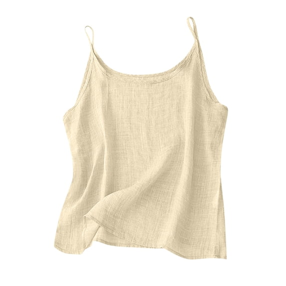 POROPL Women's Plus Size Tank Tops Cotton Linen Spaghetti Strap Camisole Summer Tops Size S-5XL