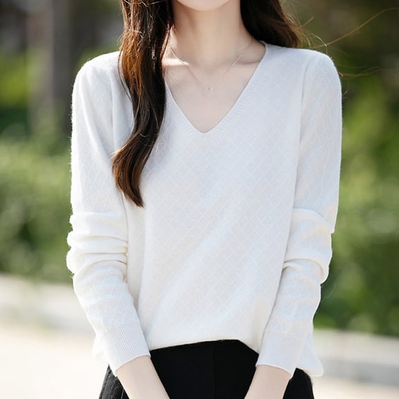 POROPL Women's Sweaters V-Neck Sweater Casual Oversized Knitted Top Base Size S-XXL