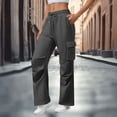 thumbnail image 1 of POROPL Women's Sweatpants Cargo Baggy Wide Leg Drawstring High Waisted Pants with Four-Pockets Gray, 1 of 8