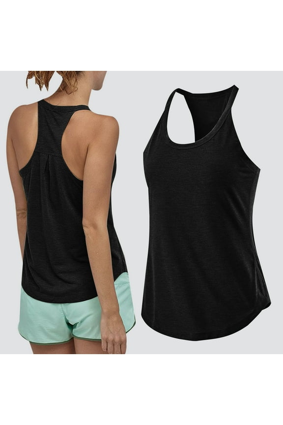 Women's Tank Tops Racerback Loose Fit Sleeveless Back Pleated Athletic Yoga Tank Size S-XXL