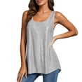 thumbnail image 1 of POROPL Women's Tank Tops Sequin Loose Fit Sleeveless Scoop Neck Shirt Party Casual Wear Size S-5XL, 1 of 9