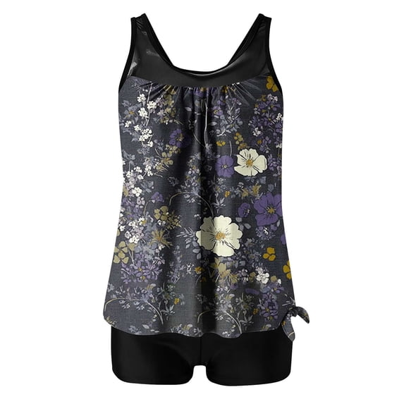 POROPL Women's Tankini Swimsuits Floral Print Modest Two Piece Swimsuit Bathing Suits