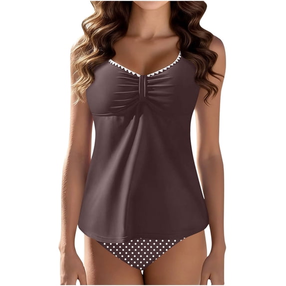 POROPL Women's Tankini Swimsuits Modest Two Piece Swimsuit Polka Dots Bathing Suits