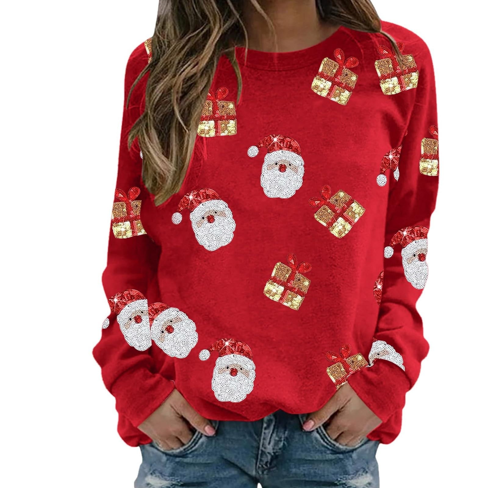 POROPL Women's Tops Blouses For Women Casual Long Sleeve Round Neck Tops Shirts PullOn Blouse