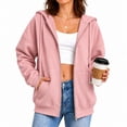 thumbnail image 1 of POROPL Sweatshirts for Women,Zip Up Hoodie Oversized Casual Long Sleeve Fleece Jacket with Pockets, 1 of 8