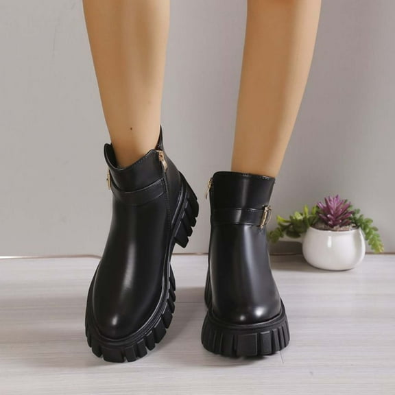 POROPL Womens Ankle Boots Fashion Chunky Shoes,Boots for Women Size 7.5