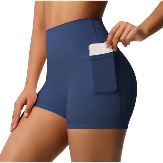 POROPL Womens Biker Shorts with Pockets,High Waisted Breathable Yoga Outdoor Athletic Shorts