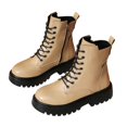 thumbnail image 1 of POROPL Womens Boots,Ankle Boots Lace Up Chunky Combat Boots with Side Zipper Round Toe Booties, 1 of 8
