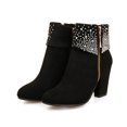 thumbnail image 1 of POROPL Womens Boots Ankle High Heel Side Zip Up Rhinestone Shoes,Womens Boots Size 4.5, 1 of 6