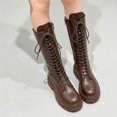 thumbnail image 1 of POROPL Womens Boots,Lace Up Combat Boots Chunky Platform Mid Calf Boots Side Zipper Fashion Shoes, 1 of 9