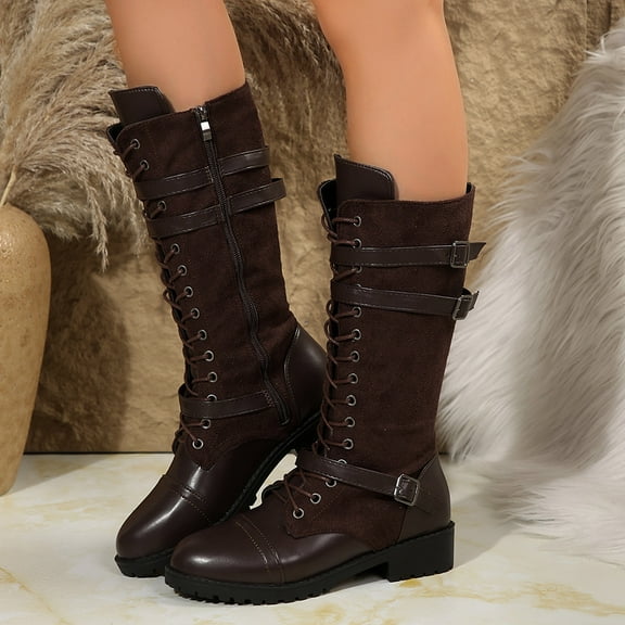 POROPL Womens Boots Mid Calf Chunky Shoes,Boots for Saving Size 6