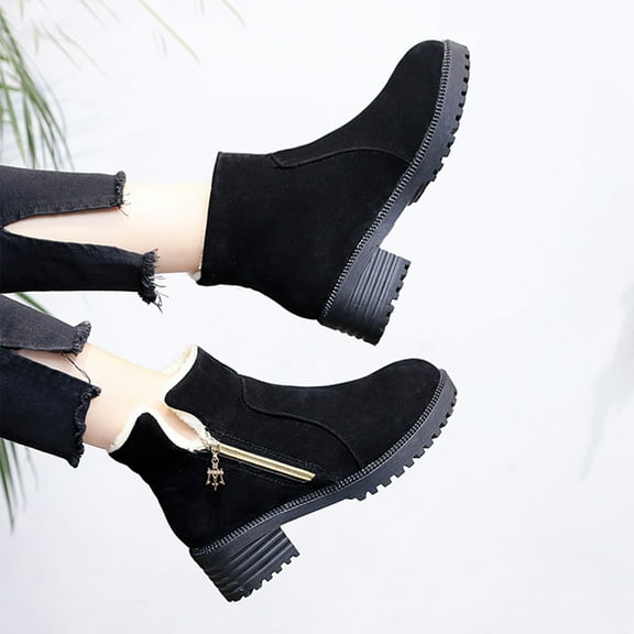 POROPL Womens Boots Mid Calf Fashion High Heel Square Toe Side Zip Up Shoes,Womens Boots Size 5