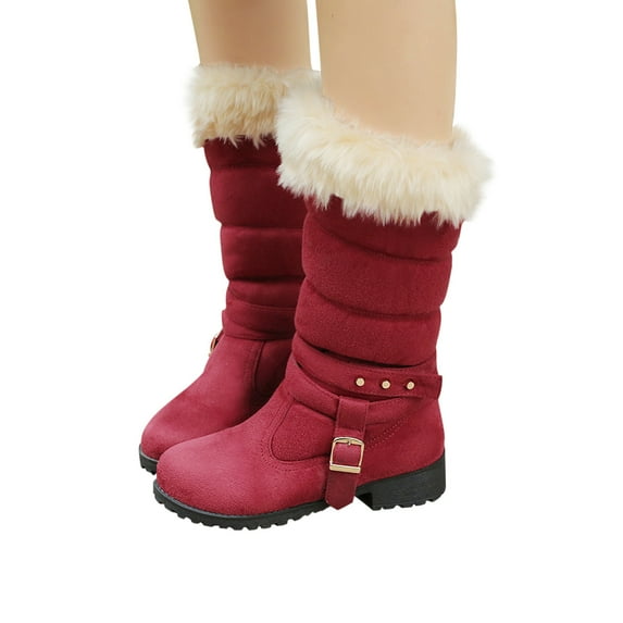 POROPL Womens Boots Mid Calf Low Heel Buckle Shoes,Womens Boots Size 9.5