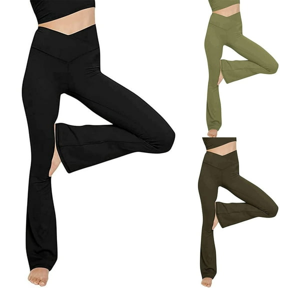 POROPL Womens Flare Leggings Slim Full Length Leggings Stretch Casual Yoga Athletic Workout Running Size S-XXL