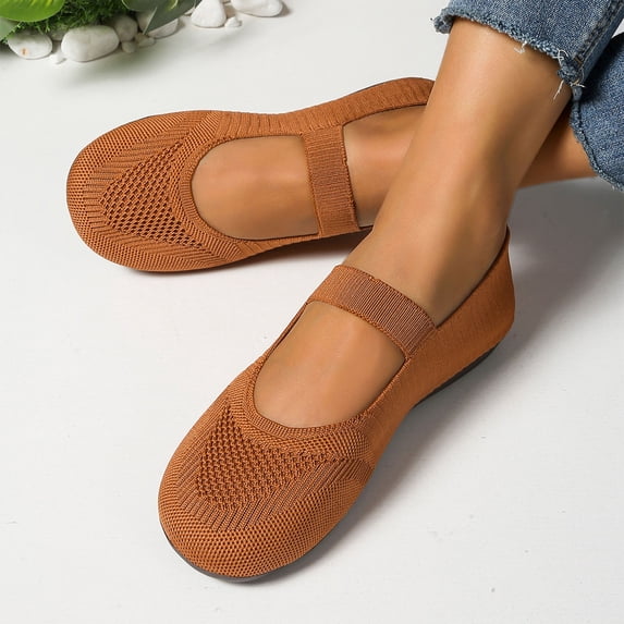 POROPL Womens Flat Shoes Mesh Wide Toe Box Slip On Breathable Washable Knit Shoes,Shoes Size 7