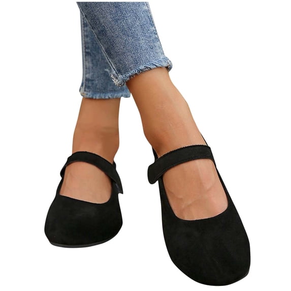 POROPL Womens Flat Shoes Suede Round Toe Mary Jane Daily Vacation Slip On Shoes,Shoes Size 5.5