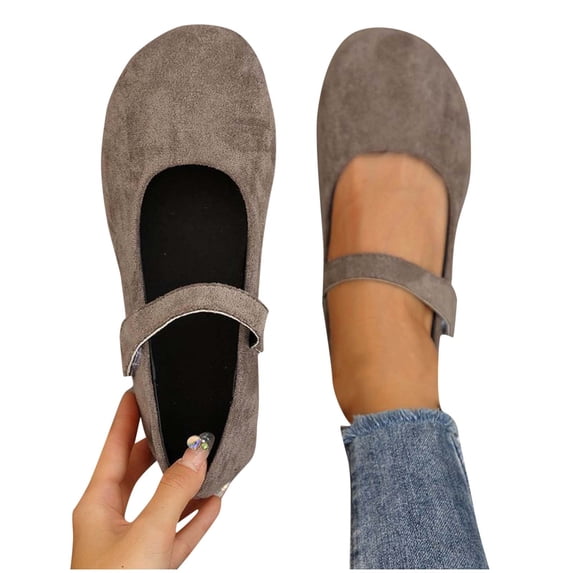 POROPL Womens Flat Shoes Suede Round Toe Mary Jane Daily Vacation Slip On Shoes,Shoes Size 9