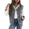 thumbnail image 1 of POROPL Womens Fleece Vest Lightweight Cropped Coat Button Sleeveless Jackets with Pockets Gray, 1 of 8