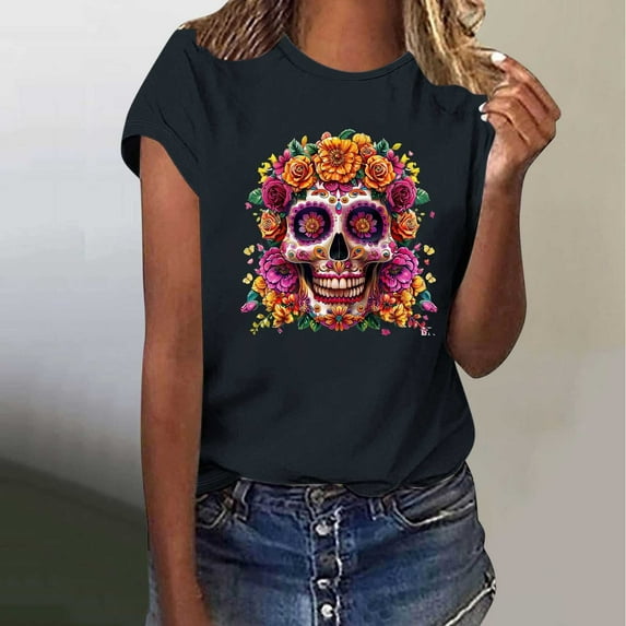 POROPL Womens Graphic T Shirts ,Cotton T Shirts for Women Crewneck Short Sleeve Tops
