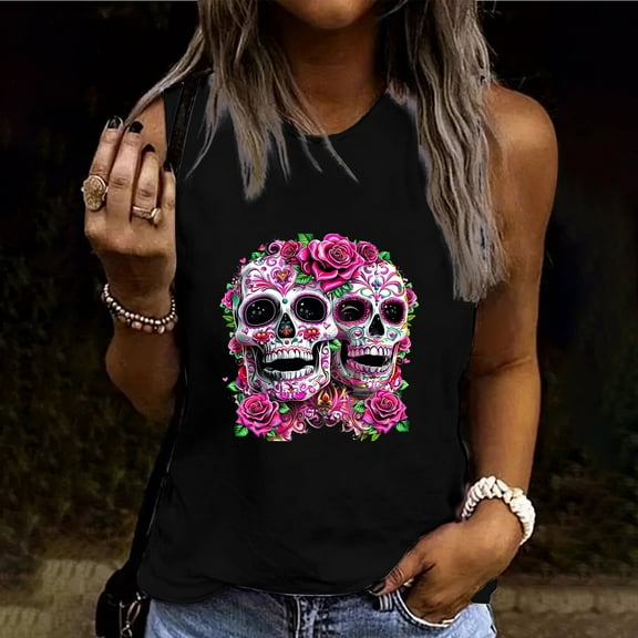 POROPL Womens Graphic T Shirts , Womens Graphic T Shirts Crew Neck Sleeveless Shirt