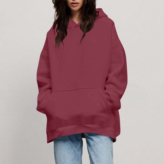 POROPL Womens Hoodies Casual Loose Plain Sweatshirt with Pockets