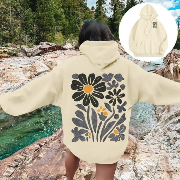 POROPL Womens Hoodies Pullover Crew Neck Long Sleeve Sweatshirts Casual Loose Print Pullover Fall Clothing