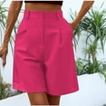 thumbnail image 1 of POROPL Womens Knee Length Shorts Elastic Waist Casual Wide Leg Sports Shorts with Pockets, 1 of 6