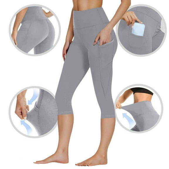 POROPL Womens Leggings Capri Athletic Workout Gym Sports Running Yoga Leggings with Pockets