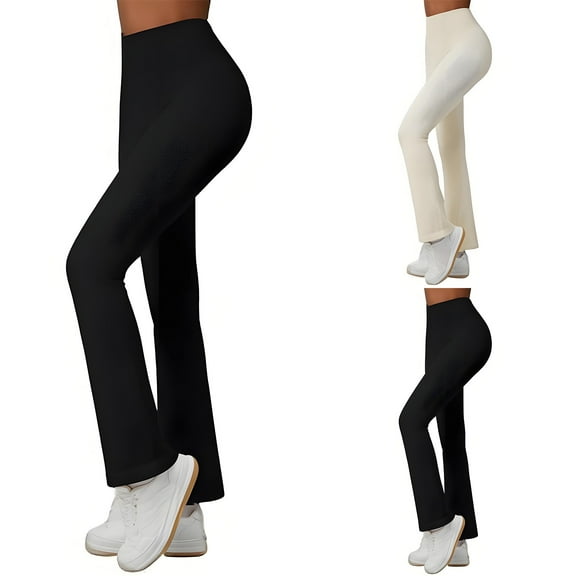 POROPL Womens Leggings Flare High Waisted Tight Wide Leg Leggings Casual Yoga Athletic Workout Size S-L