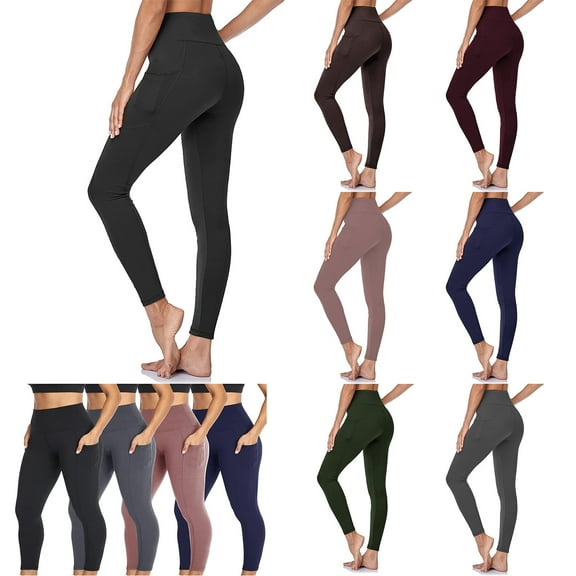 POROPL Womens Leggings High Waisted Soft Slim Tummy Control Leggings with Pockets Yoga Size S-L