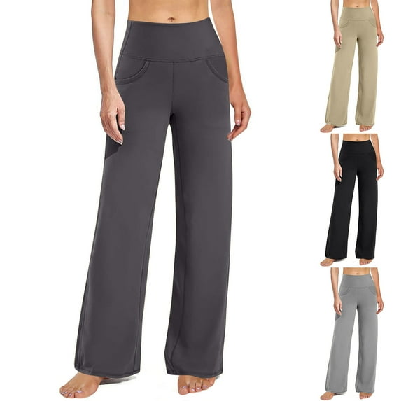 POROPL Womens Leggings Loose Wide Leg Straight Leggings Casual Yoga Athletic Size S-XL