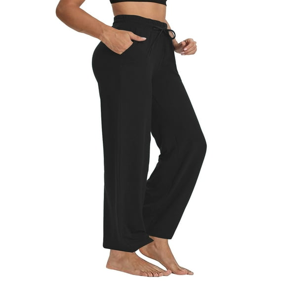 POROPL Womens Leggings Plus Size Loose Drawstring Wide Leg Straight Leggings with Pockets Casual Athletic Jogging